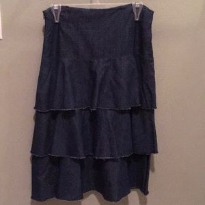 Jade Mackenzie Ruffle Chambray Skirt